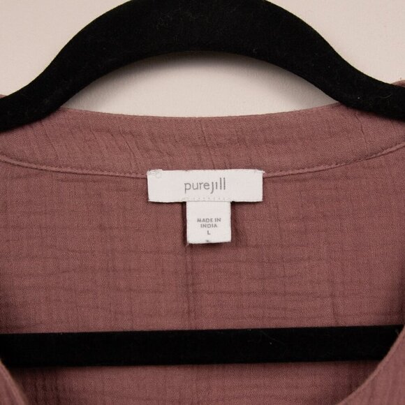 J. Jill PureJill purple tie dye gauzy button down tunic shirt-L - Picture 3 of 4